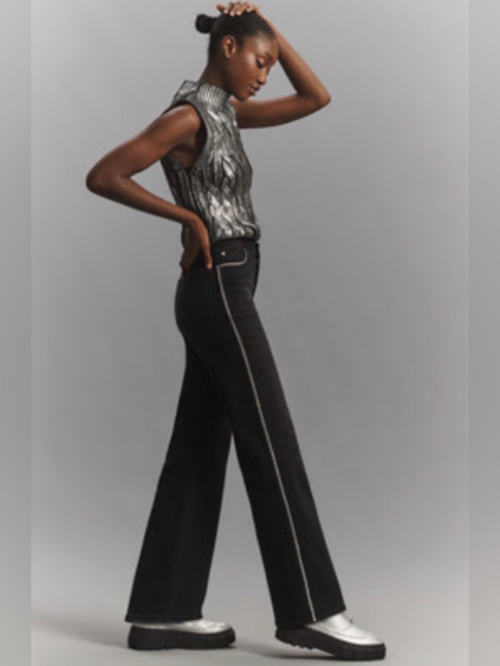 Anthro Fidelity Denim Kelli High Full Studded Black Jeans NWT Size 25